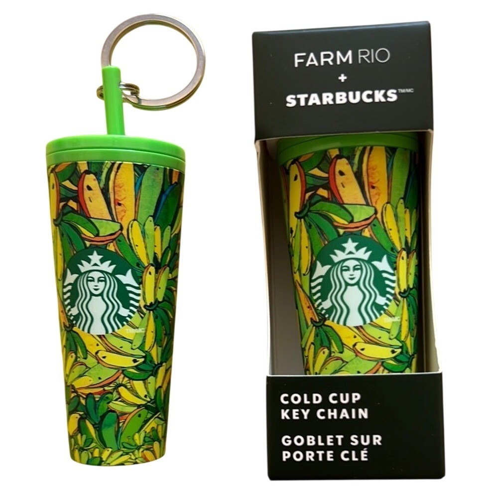 Farm Rio Starbucks Cold Cup Keychain Tropical Banana Green New